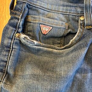 GUESS Men's Denim Jeans with Distressed Detail